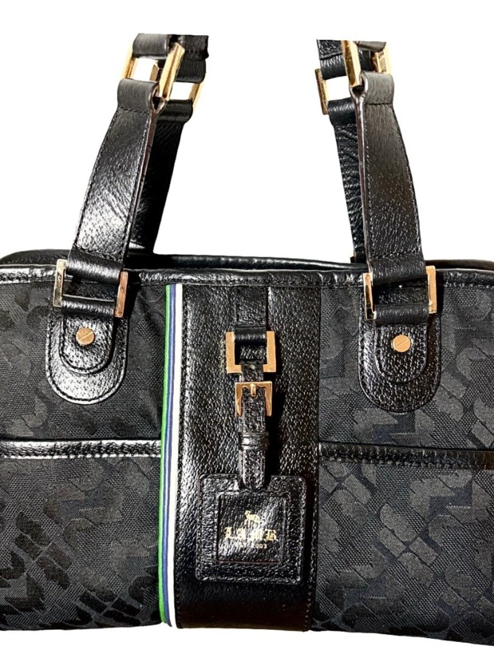 L.A.M.B. Vintage Y2K Black Canvas and Leather Boston Style Shoulder/Handbag - Picture 2 of 15